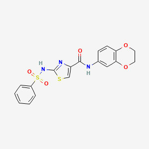 2-benzenesulfonamido-N-(2,3-dihydro-1,4-benzodioxin-6-yl)-1,3-thiazole-4-carboxamide - 1021259-65-3