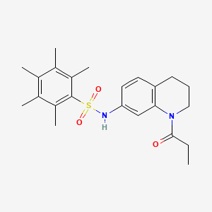2,3,4,5,6-pentamethyl-N-(1-propanoyl-1,2,3,4-tetrahydroquinolin-7-yl)benzene-1-sulfonamide - 1040661-65-1