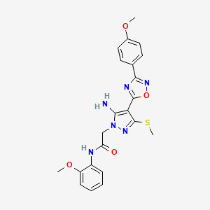 2-{5-amino-4-[3-(4-methoxyphenyl)-1,2,4-oxadiazol-5-yl]-3-(methylsulfanyl)-1H-pyrazol-1-yl}-N-(2-methoxyphenyl)acetamide - 1171949-12-4