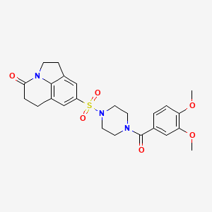 6-{[4-(3,4-dimethoxybenzoyl)piperazin-1-yl]sulfonyl}-1-azatricyclo[6.3.1.0^{4,12}]dodeca-4(12),5,7-trien-11-one - 946238-09-1