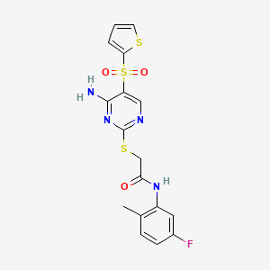2-{[4-amino-5-(thiophene-2-sulfonyl)pyrimidin-2-yl]sulfanyl}-N-(5-fluoro-2-methylphenyl)acetamide - 1040657-32-6