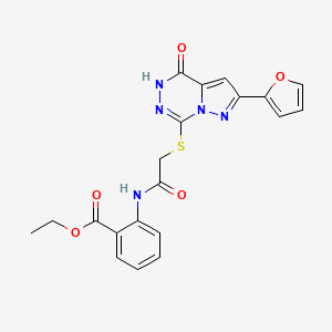 ethyl 2-(2-{[2-(furan-2-yl)-4-oxo-4H,5H-pyrazolo[1,5-d][1,2,4]triazin-7-yl]sulfanyl}acetamido)benzoate - 1040678-43-0