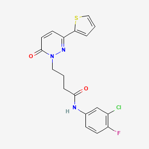N-(3-chloro-4-fluorophenyl)-4-[6-oxo-3-(thiophen-2-yl)-1,6-dihydropyridazin-1-yl]butanamide - 1021259-85-7