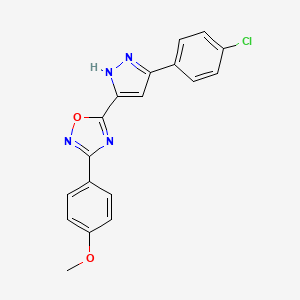 5-[3-(4-chlorophenyl)-1H-pyrazol-5-yl]-3-(4-methoxyphenyl)-1,2,4-oxadiazole - 1187447-26-2