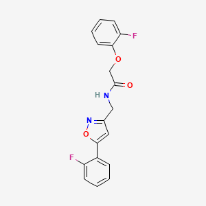 2-(2-fluorophenoxy)-N-{[5-(2-fluorophenyl)-1,2-oxazol-3-yl]methyl}acetamide - 1040638-07-0