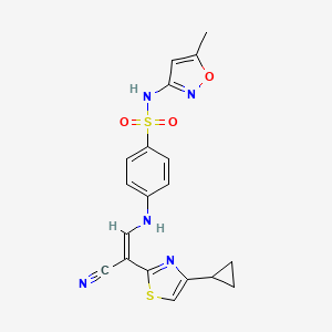 4-{[(1Z)-2-cyano-2-(4-cyclopropyl-1,3-thiazol-2-yl)eth-1-en-1-yl]amino}-N-(5-methyl-1,2-oxazol-3-yl)benzene-1-sulfonamide - 1021262-47-4