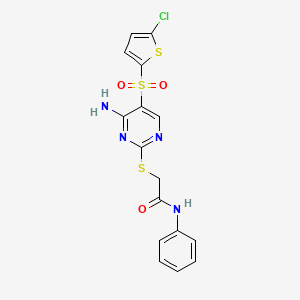 2-({4-amino-5-[(5-chlorothiophen-2-yl)sulfonyl]pyrimidin-2-yl}sulfanyl)-N-phenylacetamide - 1021251-90-0