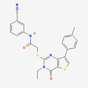 N-(3-cyanophenyl)-2-{[3-ethyl-7-(4-methylphenyl)-4-oxo-3H,4H-thieno[3,2-d]pyrimidin-2-yl]sulfanyl}acetamide - 1040651-30-6