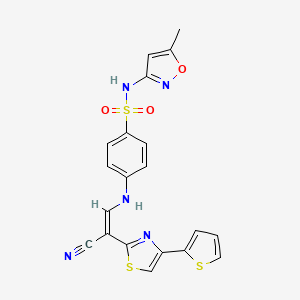4-{[(1Z)-2-cyano-2-[4-(thiophen-2-yl)-1,3-thiazol-2-yl]eth-1-en-1-yl]amino}-N-(5-methyl-1,2-oxazol-3-yl)benzene-1-sulfonamide - 1021228-50-1