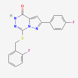 2-(4-fluorophenyl)-7-{[(2-fluorophenyl)methyl]sulfanyl}-4H,5H-pyrazolo[1,5-d][1,2,4]triazin-4-one - 1040681-50-2