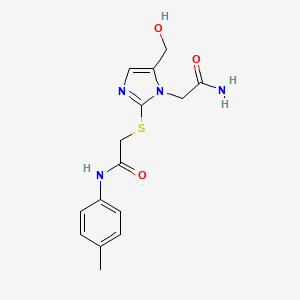 2-{[1-(carbamoylmethyl)-5-(hydroxymethyl)-1H-imidazol-2-yl]sulfanyl}-N-(4-methylphenyl)acetamide - 921502-95-6