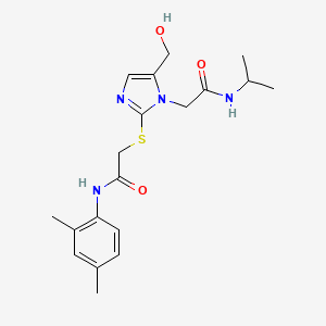 N-(2,4-dimethylphenyl)-2-{[5-(hydroxymethyl)-1-{[(propan-2-yl)carbamoyl]methyl}-1H-imidazol-2-yl]sulfanyl}acetamide - 921566-06-5