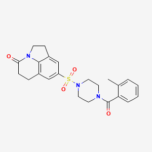 6-{[4-(2-methylbenzoyl)piperazin-1-yl]sulfonyl}-1-azatricyclo[6.3.1.0^{4,12}]dodeca-4(12),5,7-trien-11-one - 946360-99-2