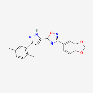 3-(1,3-benzodioxol-5-yl)-5-[3-(2,5-dimethylphenyl)-1H-pyrazol-5-yl]-1,2,4-oxadiazole - 1187447-27-3