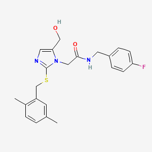 2-(2-{[(2,5-dimethylphenyl)methyl]sulfanyl}-5-(hydroxymethyl)-1H-imidazol-1-yl)-N-[(4-fluorophenyl)methyl]acetamide - 921802-24-6