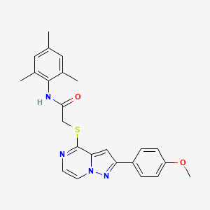 2-{[2-(4-methoxyphenyl)pyrazolo[1,5-a]pyrazin-4-yl]sulfanyl}-N-(2,4,6-trimethylphenyl)acetamide - 1021229-19-5