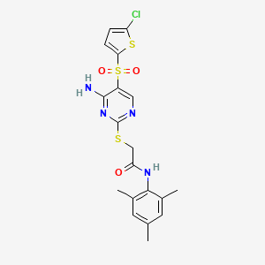 2-({4-amino-5-[(5-chlorothiophen-2-yl)sulfonyl]pyrimidin-2-yl}sulfanyl)-N-(2,4,6-trimethylphenyl)acetamide - 1021217-77-5
