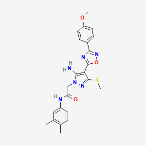 2-{5-amino-4-[3-(4-methoxyphenyl)-1,2,4-oxadiazol-5-yl]-3-(methylsulfanyl)-1H-pyrazol-1-yl}-N-(3,4-dimethylphenyl)acetamide - 1171469-19-4