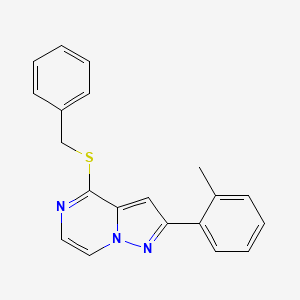 4-(benzylsulfanyl)-2-(2-methylphenyl)pyrazolo[1,5-a]pyrazine - 1207055-80-8