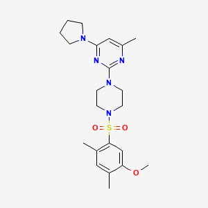 2-[4-(5-methoxy-2,4-dimethylbenzenesulfonyl)piperazin-1-yl]-4-methyl-6-(pyrrolidin-1-yl)pyrimidine - 946242-56-4