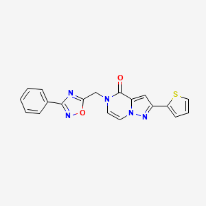 5-[(3-phenyl-1,2,4-oxadiazol-5-yl)methyl]-2-(thiophen-2-yl)-4H,5H-pyrazolo[1,5-a]pyrazin-4-one - 1040637-46-4
