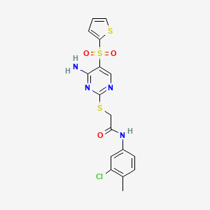 2-{[4-amino-5-(thiophene-2-sulfonyl)pyrimidin-2-yl]sulfanyl}-N-(3-chloro-4-methylphenyl)acetamide - 1040680-54-3