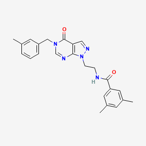 3,5-dimethyl-N-(2-{5-[(3-methylphenyl)methyl]-4-oxo-1H,4H,5H-pyrazolo[3,4-d]pyrimidin-1-yl}ethyl)benzamide - 921897-12-3