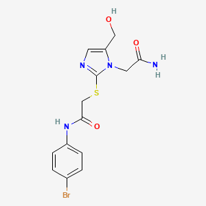 N-(4-bromophenyl)-2-{[1-(carbamoylmethyl)-5-(hydroxymethyl)-1H-imidazol-2-yl]sulfanyl}acetamide - 921846-34-6