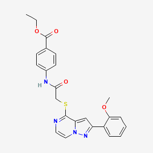 ethyl 4-(2-{[2-(2-methoxyphenyl)pyrazolo[1,5-a]pyrazin-4-yl]sulfanyl}acetamido)benzoate - 1040676-01-4