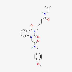 5-[1-({[(4-methoxyphenyl)methyl]carbamoyl}methyl)-2,4-dioxo-1,2,3,4-tetrahydroquinazolin-3-yl]-N-(2-methylpropyl)pentanamide - 1021263-48-8