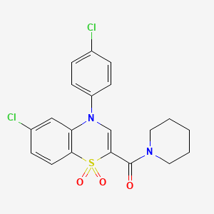 6-chloro-4-(4-chlorophenyl)-2-(piperidine-1-carbonyl)-4H-1lambda6,4-benzothiazine-1,1-dione - 1251690-20-6