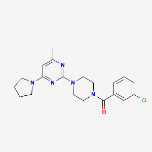 2-[4-(3-chlorobenzoyl)piperazin-1-yl]-4-methyl-6-(pyrrolidin-1-yl)pyrimidine - 946338-65-4