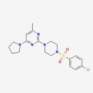 2-[4-(4-chlorobenzenesulfonyl)piperazin-1-yl]-4-methyl-6-(pyrrolidin-1-yl)pyrimidine - 946283-49-4