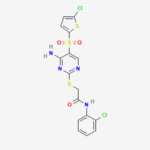 2-({4-amino-5-[(5-chlorothiophen-2-yl)sulfonyl]pyrimidin-2-yl}sulfanyl)-N-(2-chlorophenyl)acetamide - 1021263-58-0