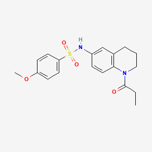 4-methoxy-N-(1-propanoyl-1,2,3,4-tetrahydroquinolin-6-yl)benzene-1-sulfonamide - 946334-45-8
