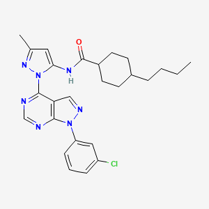 4-butyl-N-{1-[1-(3-chlorophenyl)-1H-pyrazolo[3,4-d]pyrimidin-4-yl]-3-methyl-1H-pyrazol-5-yl}cyclohexane-1-carboxamide - 1006002-82-9
