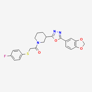 1-{3-[5-(2H-1,3-benzodioxol-5-yl)-1,3,4-oxadiazol-2-yl]piperidin-1-yl}-2-[(4-fluorophenyl)sulfanyl]ethan-1-one - 1219902-31-4