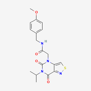2-[5,7-dioxo-6-(propan-2-yl)-4H,5H,6H,7H-[1,2]thiazolo[4,3-d]pyrimidin-4-yl]-N-[(4-methoxyphenyl)methyl]acetamide - 1251576-85-8