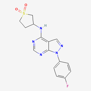 3-{[1-(4-fluorophenyl)-1H-pyrazolo[3,4-d]pyrimidin-4-yl]amino}-1lambda6-thiolane-1,1-dione - 1105234-01-2