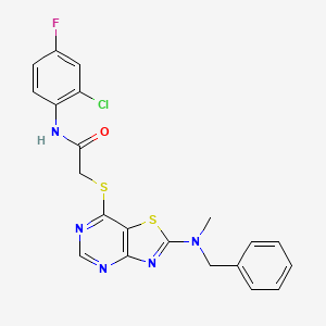2-({2-[benzyl(methyl)amino]-[1,3]thiazolo[4,5-d]pyrimidin-7-yl}sulfanyl)-N-(2-chloro-4-fluorophenyl)acetamide - 1207004-99-6