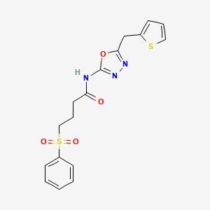 4-(benzenesulfonyl)-N-{5-[(thiophen-2-yl)methyl]-1,3,4-oxadiazol-2-yl}butanamide - 1049243-98-2