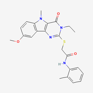 2-({3-ethyl-8-methoxy-5-methyl-4-oxo-3H,4H,5H-pyrimido[5,4-b]indol-2-yl}sulfanyl)-N-(2-methylphenyl)acetamide - 1113123-47-9