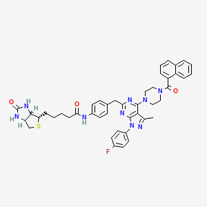 5-[(3AS,4S,6aR)-2-oxo-hexahydro-1H-thieno[3,4-d]imidazolidin-4-yl]-N-(4-{[1-(4-fluorophenyl)-3-methyl-4-[4-(naphthalene-1-carbonyl)piperazin-1-yl]-1H-pyrazolo[3,4-d]pyrimidin-6-yl]methyl}phenyl)pentanamide - 2059909-22-5