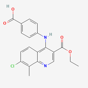 4-{[7-Chloro-3-(ethoxycarbonyl)-8-methylquinolin-4-yl]amino}benzoic acid - 