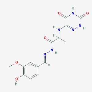 2-[(3,5-dihydroxy-1,2,4-triazin-6-yl)amino]-N'-[(E)-(4-hydroxy-3-methoxyphenyl)methylidene]propanehydrazide (non-preferred name) - 