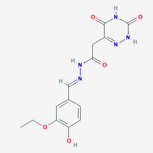 2-(3,5-dihydroxy-1,2,4-triazin-6-yl)-N'-[(E)-(3-ethoxy-4-hydroxyphenyl)methylidene]acetohydrazide - 