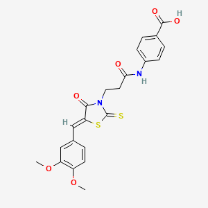 4-{3-[(5Z)-5-[(3,4-DIMETHOXYPHENYL)METHYLIDENE]-4-OXO-2-SULFANYLIDENE-1,3-THIAZOLIDIN-3-YL]PROPANAMIDO}BENZOIC ACID - 