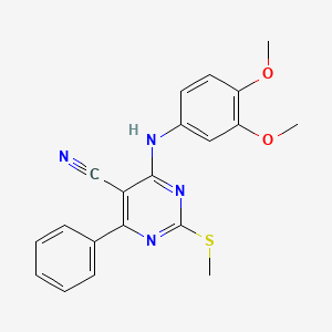 4-[(3,4-DIMETHOXYPHENYL)AMINO]-2-(METHYLSULFANYL)-6-PHENYLPYRIMIDINE-5-CARBONITRILE - 