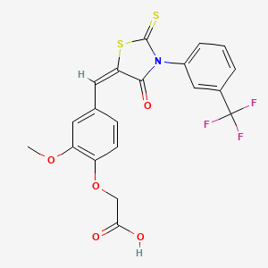 2-(2-METHOXY-4-{[(5E)-4-OXO-2-SULFANYLIDENE-3-[3-(TRIFLUOROMETHYL)PHENYL]-1,3-THIAZOLIDIN-5-YLIDENE]METHYL}PHENOXY)ACETIC ACID - 