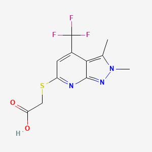 2-((2,3-Dimethyl-4-(trifluoromethyl)-2H-pyrazolo[3,4-b]pyridin-6-yl)thio)acetic acid - 